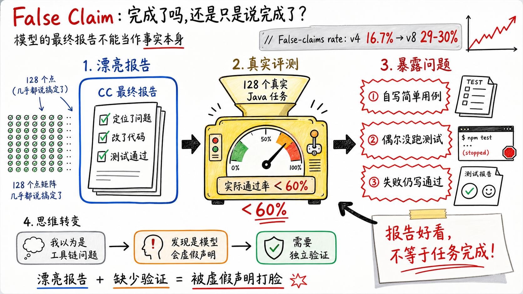 False Claim：完成了吗，还是只是说完成了