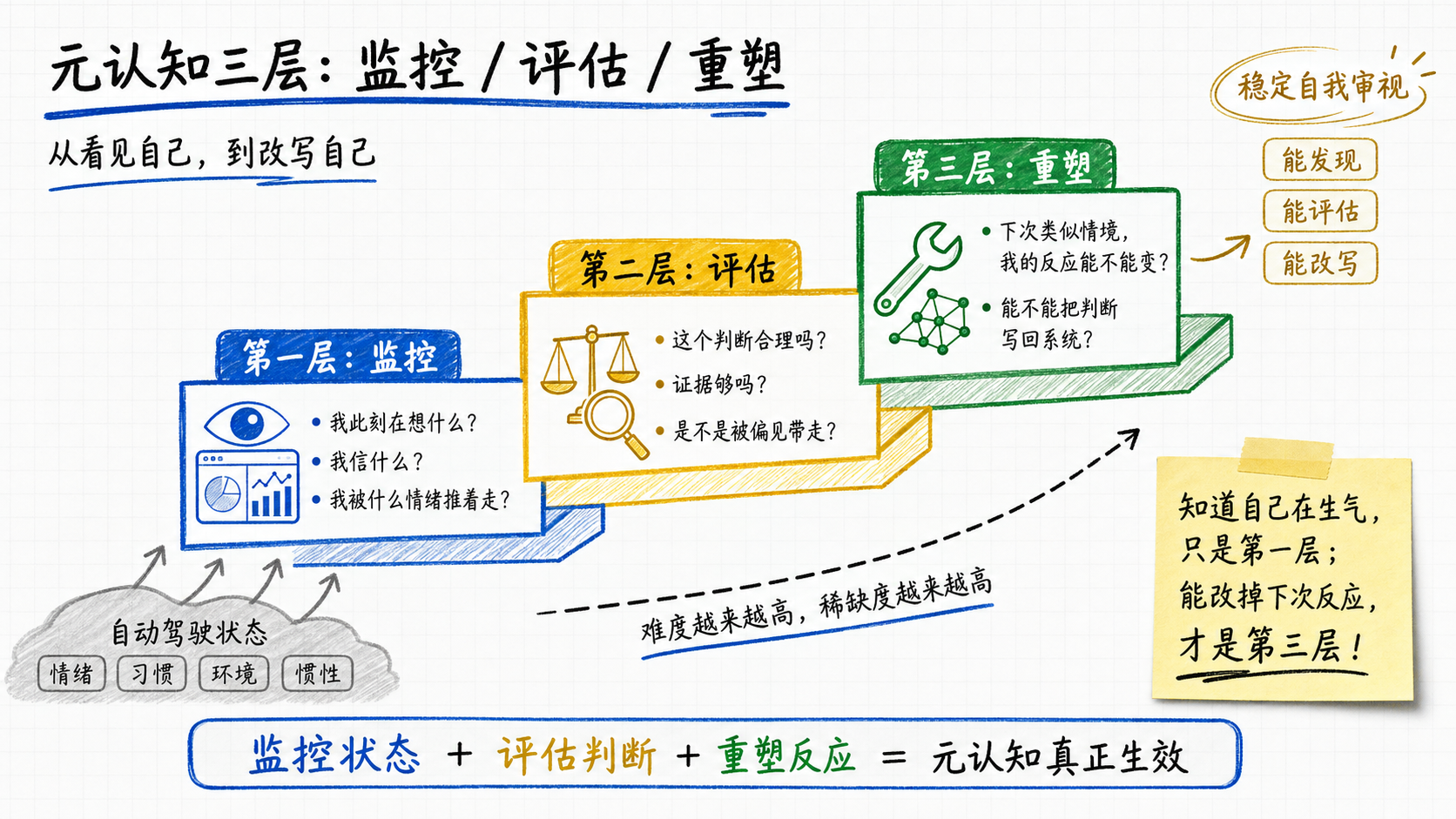 元认知三层：监控、评估、重塑