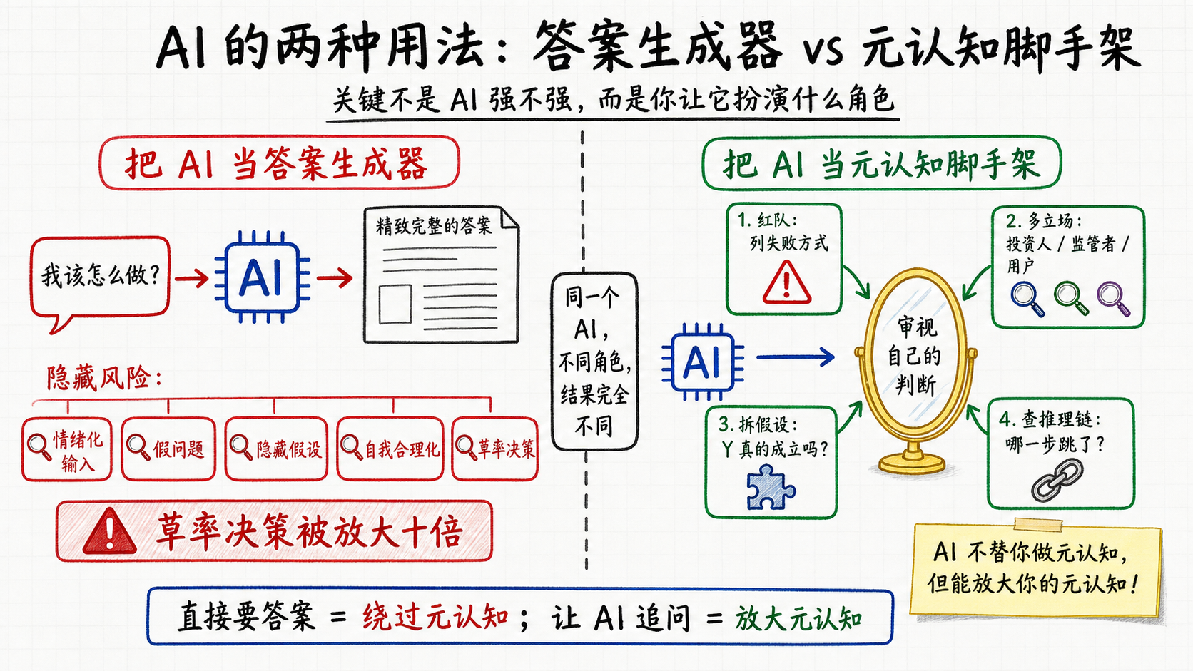 AI 的两种用法：答案生成器 vs 元认知脚手架