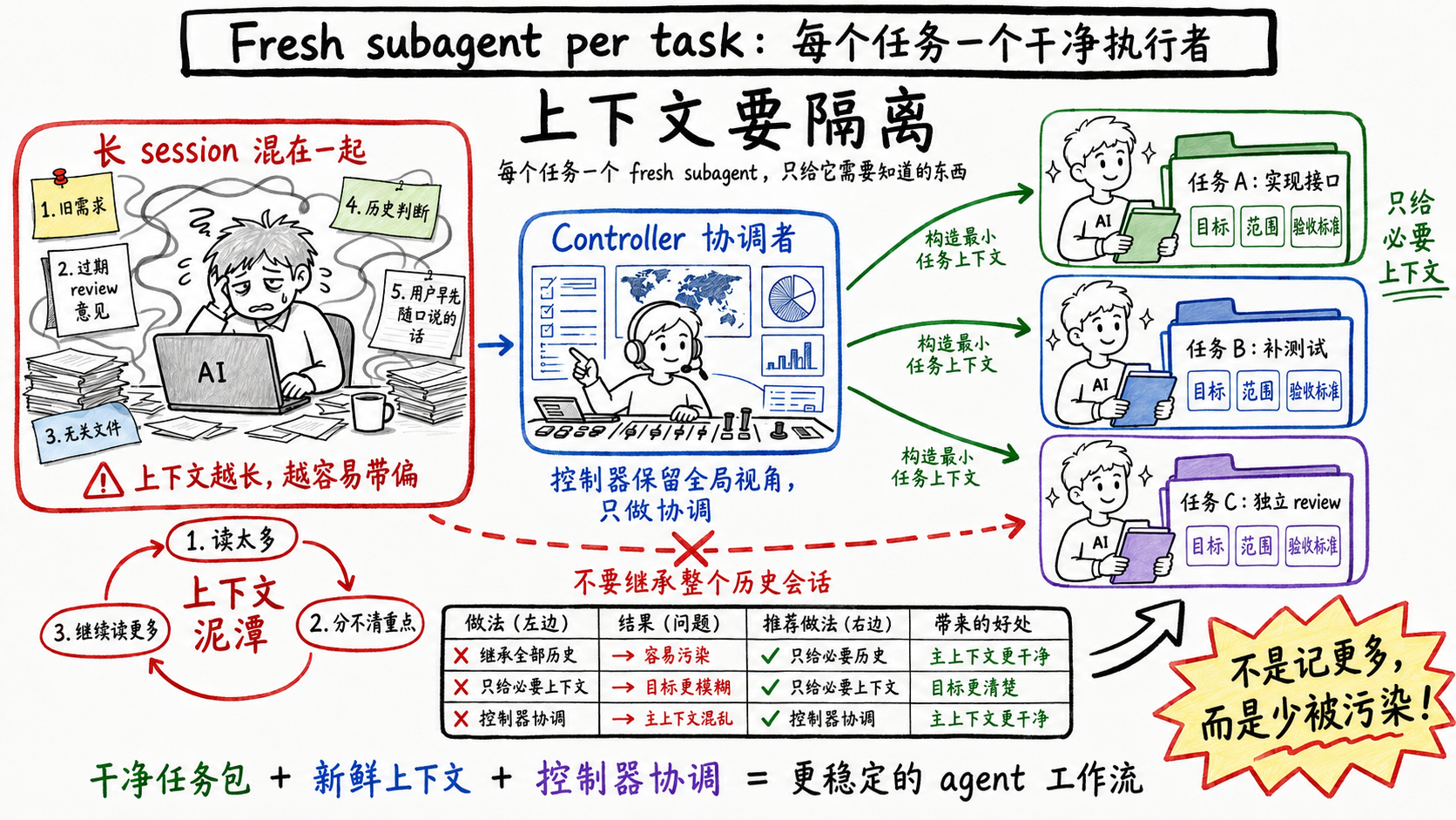 弱点三：上下文污染与 Fresh Subagent